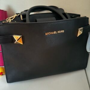 Michael Kors Black Tote with Gold Details